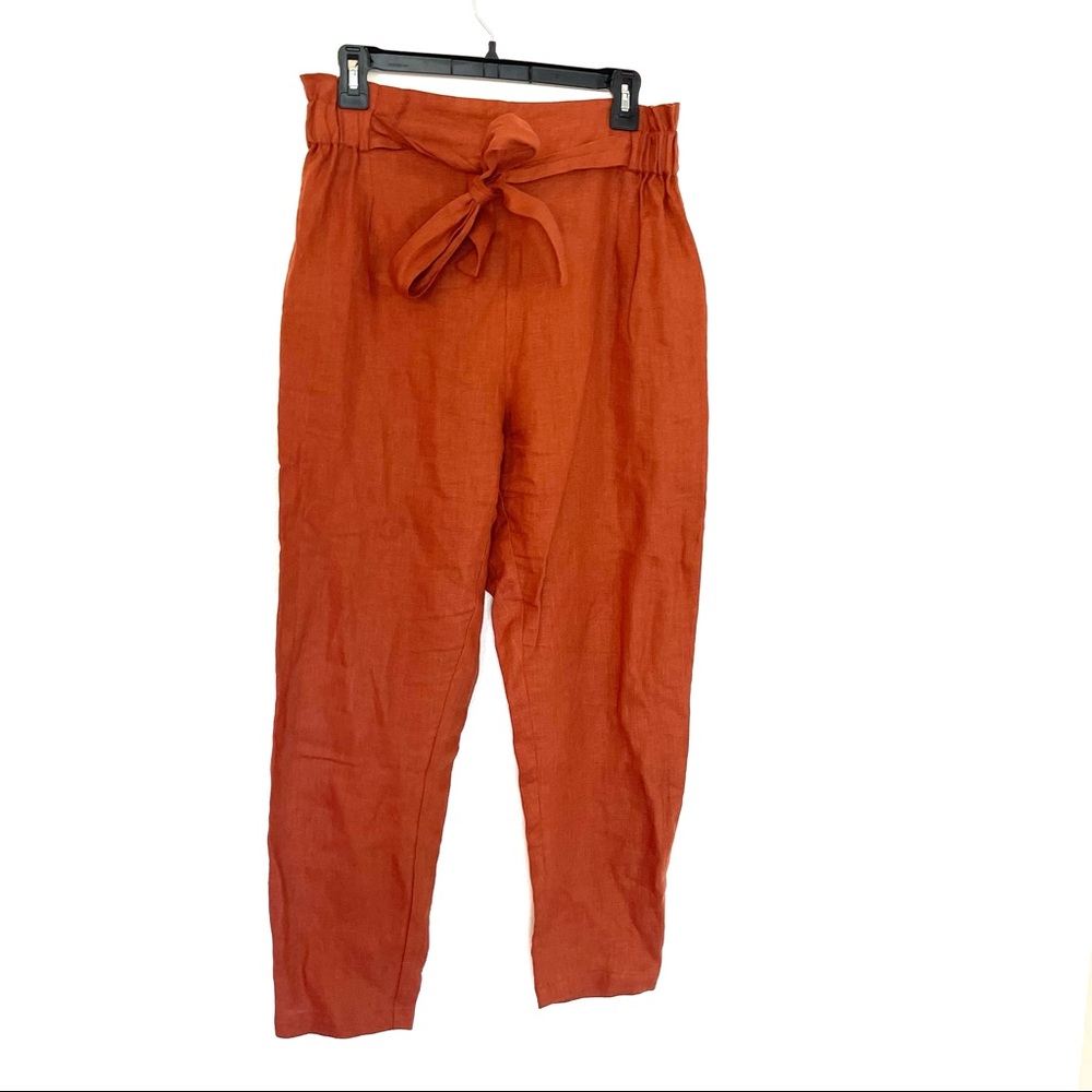 Love and Confuse Noah Paper Bag Linen Pants Size S Rust
